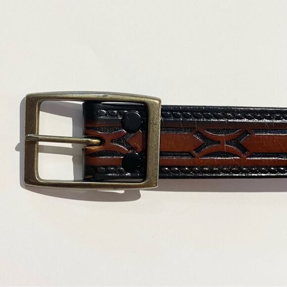 Vintage Hand Stained Latitan Tooled Leather Belt Women\'s Size 34 Western Cowgirl main image 15